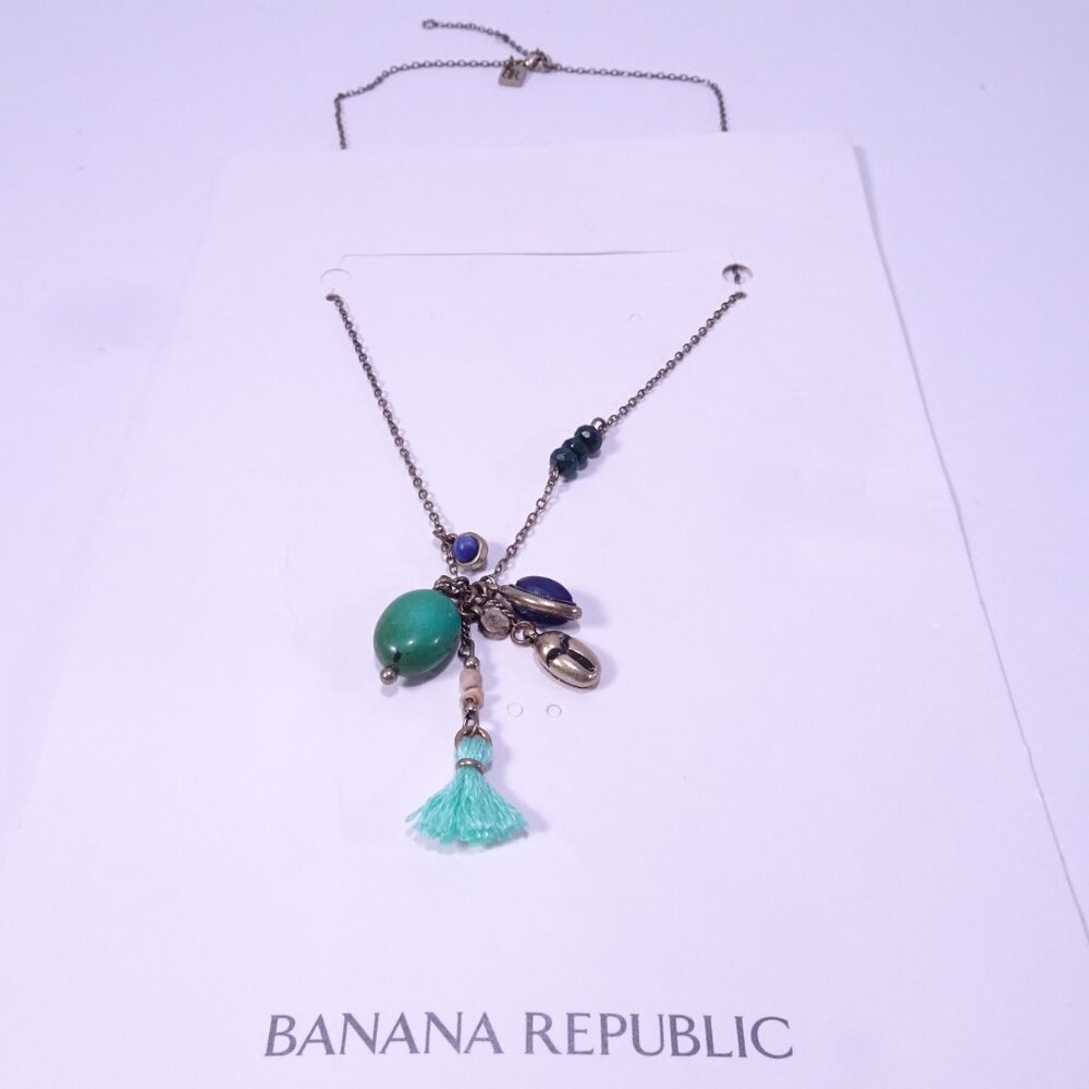 Banana Republic Red and Green tassel Pendant Necklace NWT 45 Each Set of 2 - Picture 7 of 8